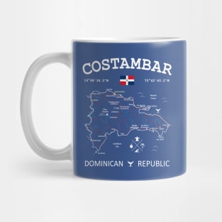 Costambar Dominican Republic Flag Travel Map Coordinates GPS Mug